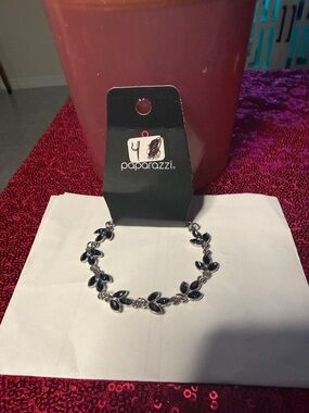 Paparazzi Silver and Navy Petal Link Bracelet